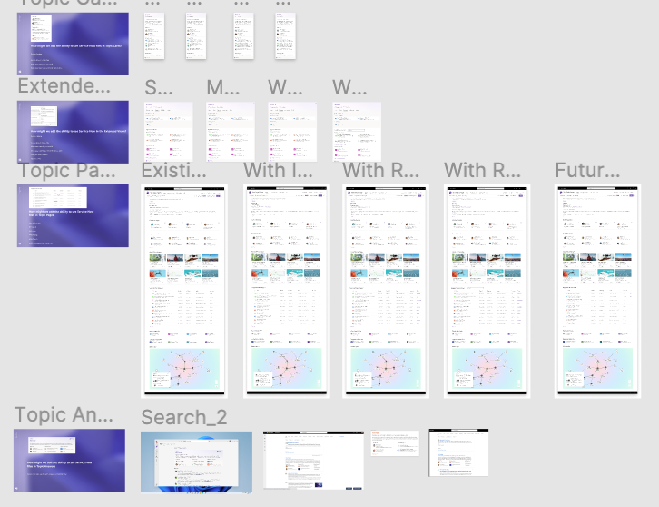 UI variations considered for the topic panel